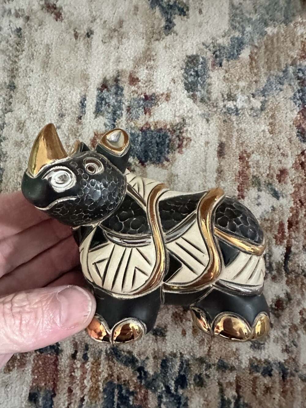 DeRosa Rinconada Rhinoceros with 24k Gold and Platinum Accents